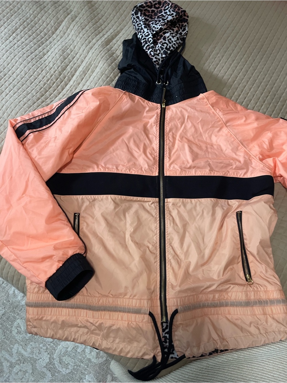 P.E Nation Peach and Black Logo Lightweight Jacket